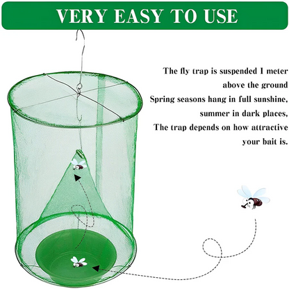 Outdoor Fly Trap with Expandable Chamber and Natural Bait Units