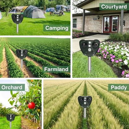 Solar Motion Sensor Bird Repeller with Ultrasonic Waves and LED Flashes, 30ft Range