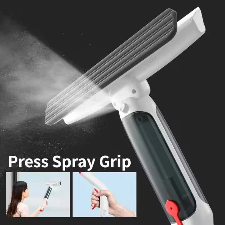 Window Cleaning Pole with Spray Tank and Microfiber Squeegee, 51-Inch Telescopic