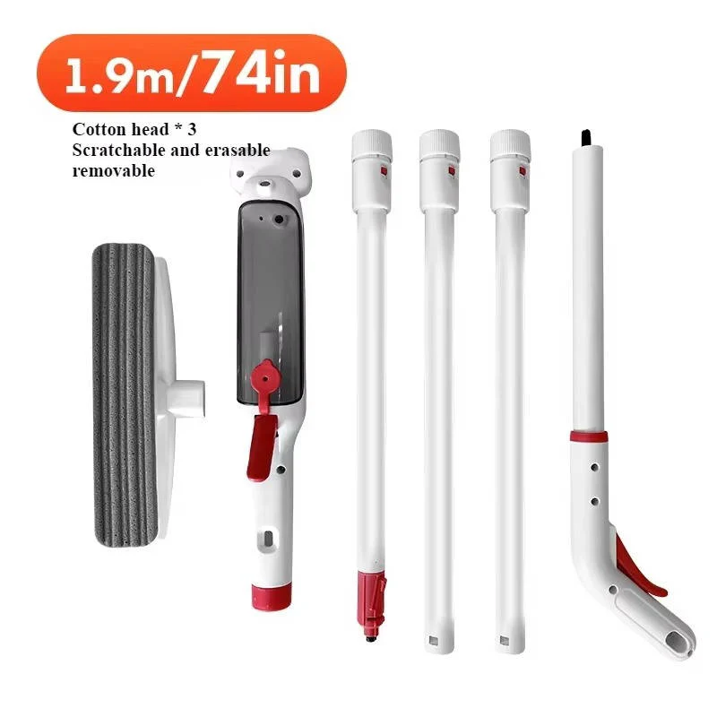 Window Cleaning Pole with Spray Tank and Microfiber Squeegee, 51-Inch Telescopic