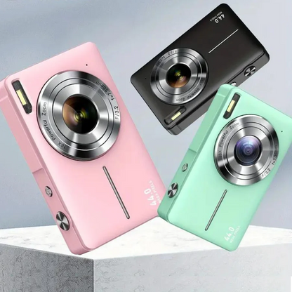 Retro Style Compact Digital Camera with 1080p Video, Built In Screen and One Button Capture in Three Colors
