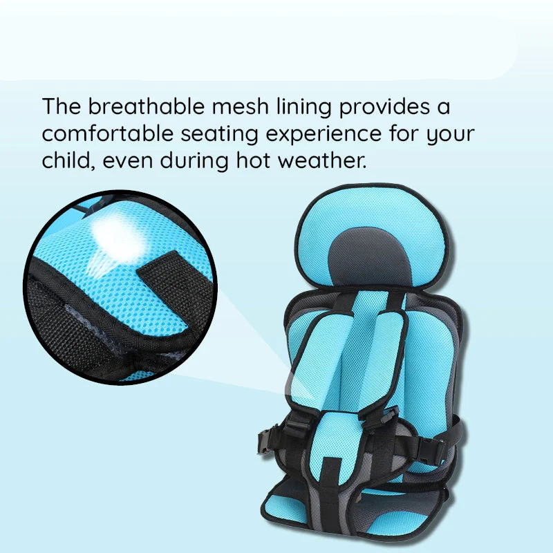 Booster Car Seat Cushion with Five Point Harness and Breathable Mesh Panel