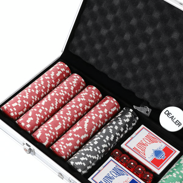 Clay Composite Poker Chips Set with Aluminum Case and Playing Cards, 500 Pieces