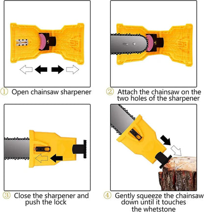 Chainsaw Chain Sharpener with Adjustable Dual Pin Mount and Portable Touch Up Stone All Vera Mart