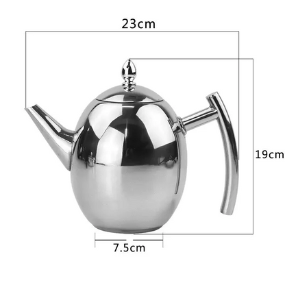 Stainless Steel Teapot with Built-In Strainer and Drip-Resistant Spout, 33oz All Vera Mart