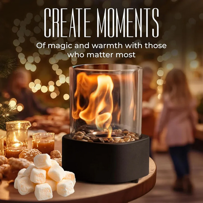 Tabletop Ethanol Fireplace with Heat Resistant Glass and Flame Snuffer