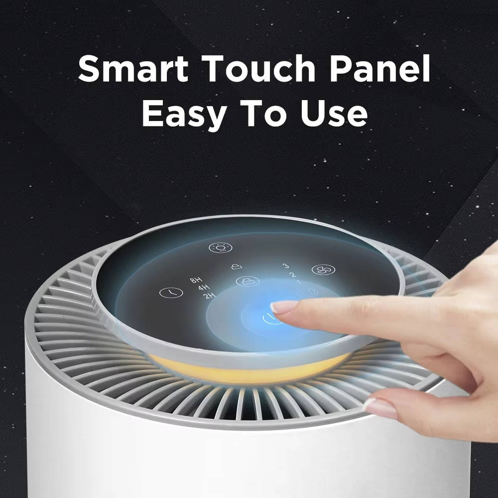 Portable HEPA Air Purifier with Three-Layer Filtration and Night Light for Bedrooms