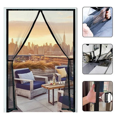 Magnetic Screen Door with Auto-Closing Panels and Machine Washable Mesh