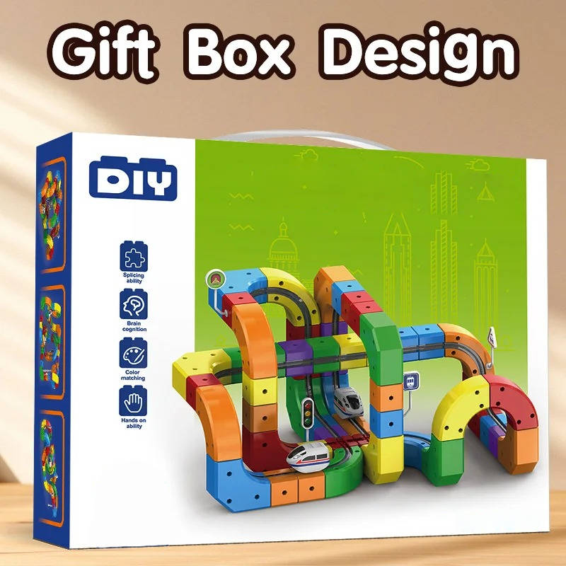 Magnetic Modular Train Set with USB Rechargeable Motor and Flexible Track Pieces