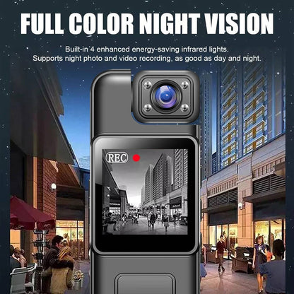 Clip-On Body Camera with 4K Recording and Night Vision, Wireless Live View
