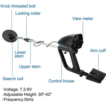 Adjustable Metal Detector with Dual Detection Modes and Waterproof Coil, 11.81in Depth