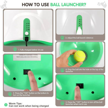 Dog Ball Launcher with Motion Detection and Adjustable Distance Settings, LED Display