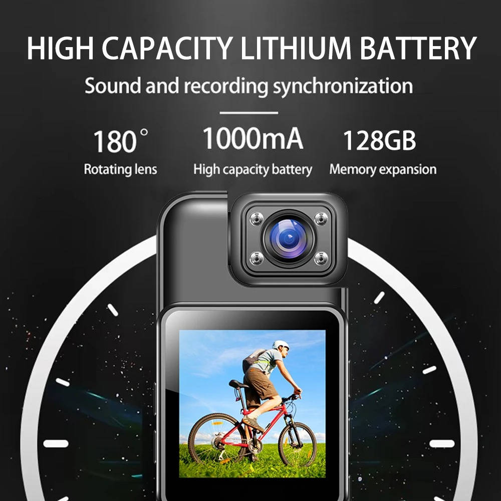 Clip-On Body Camera with 4K Recording and Night Vision, Wireless Live View
