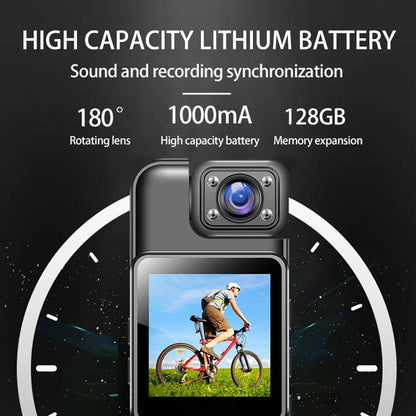Clip-On Body Camera with 4K Recording and Night Vision, Wireless Live View