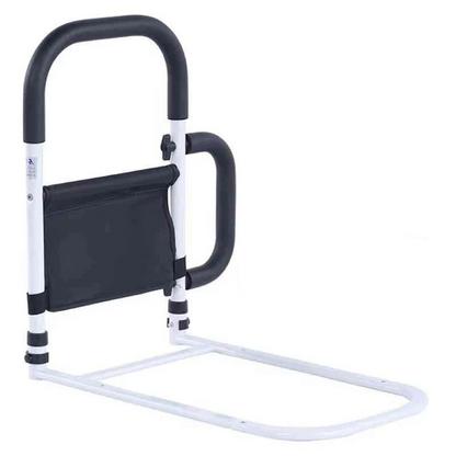Steel Bedside Support Handle with Padded Hand Grip and Strap Mount for Home Bedrooms