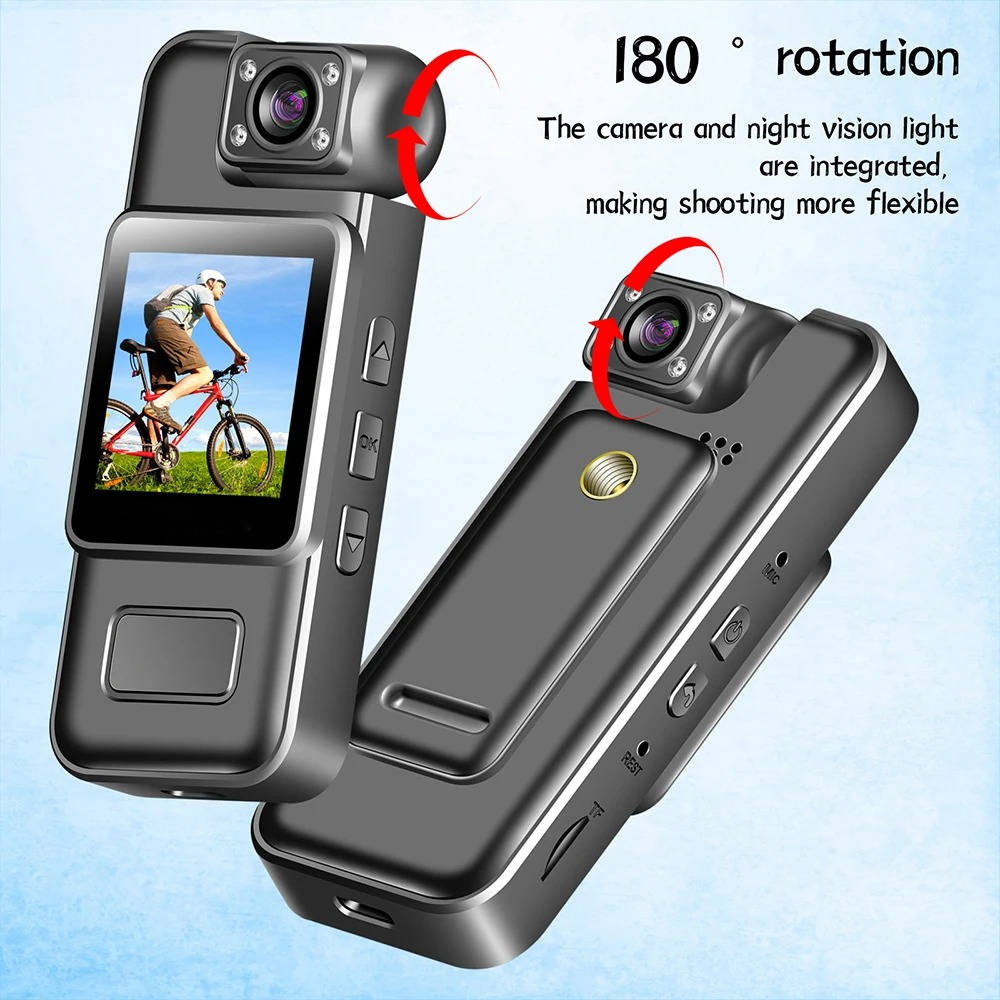 Clip-On Body Camera with 4K Recording and Night Vision, Wireless Live View