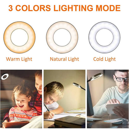Clamp On Desk Lamp with Flexible Gooseneck and 10 Brightness Levels, 3 Color Temperatures