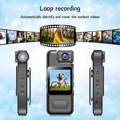 Clip-On Body Camera with 4K Recording and Night Vision, Wireless Live View