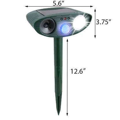 Solar Powered Ultrasonic Animal Repeller with Motion Sensor, Flashing LED Light and Ground Stake