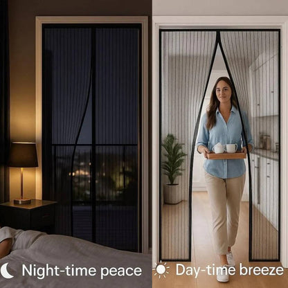 Magnetic Screen Door with Auto-Closing Panels and Machine Washable Mesh