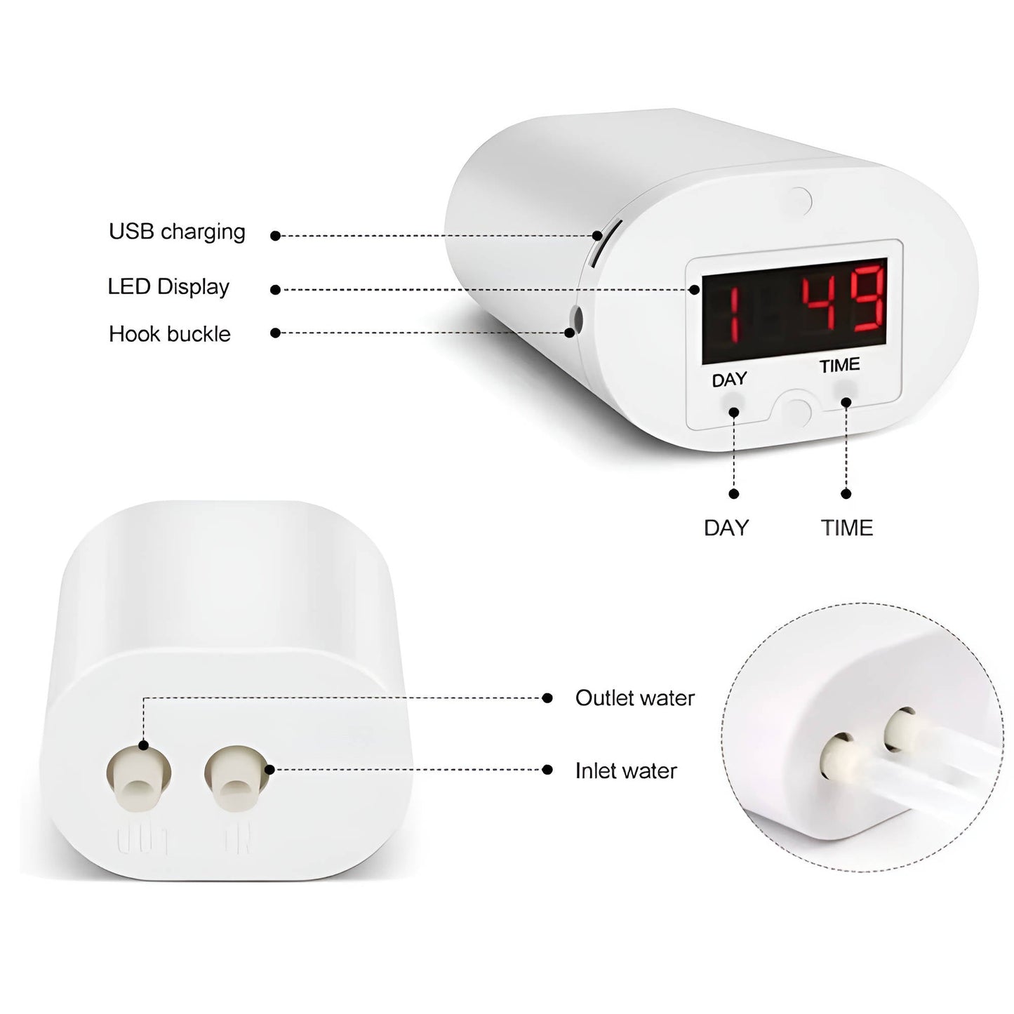 Plant Watering System with Rechargeable Battery and LCD Timer for 2-8 Pots