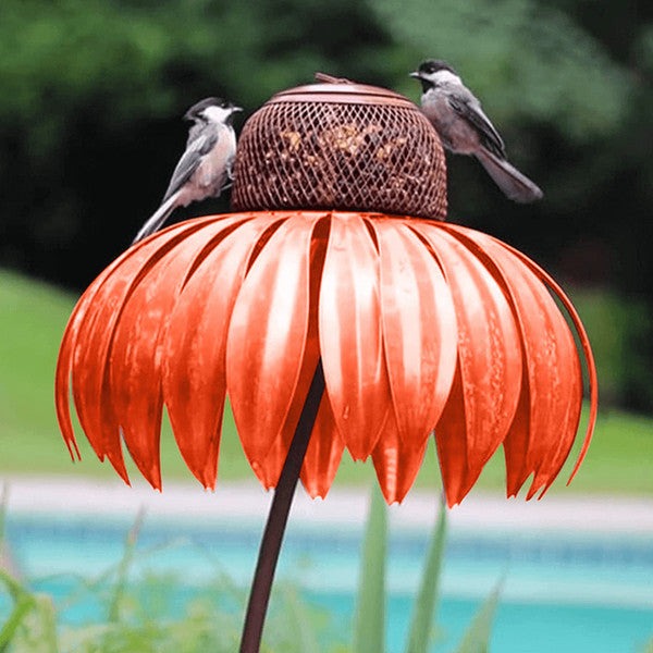 Metal Bird Feeder with Hinged Lid and Drainage Design, Hanging Hook Included