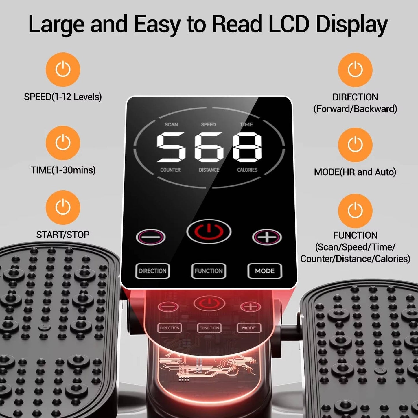 Motorized Elliptical Leg Machine with Remote Control and 12-Speed Settings for Desk Use