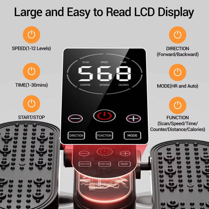 Motorized Elliptical Leg Machine with Remote Control and 12-Speed Settings for Desk Use
