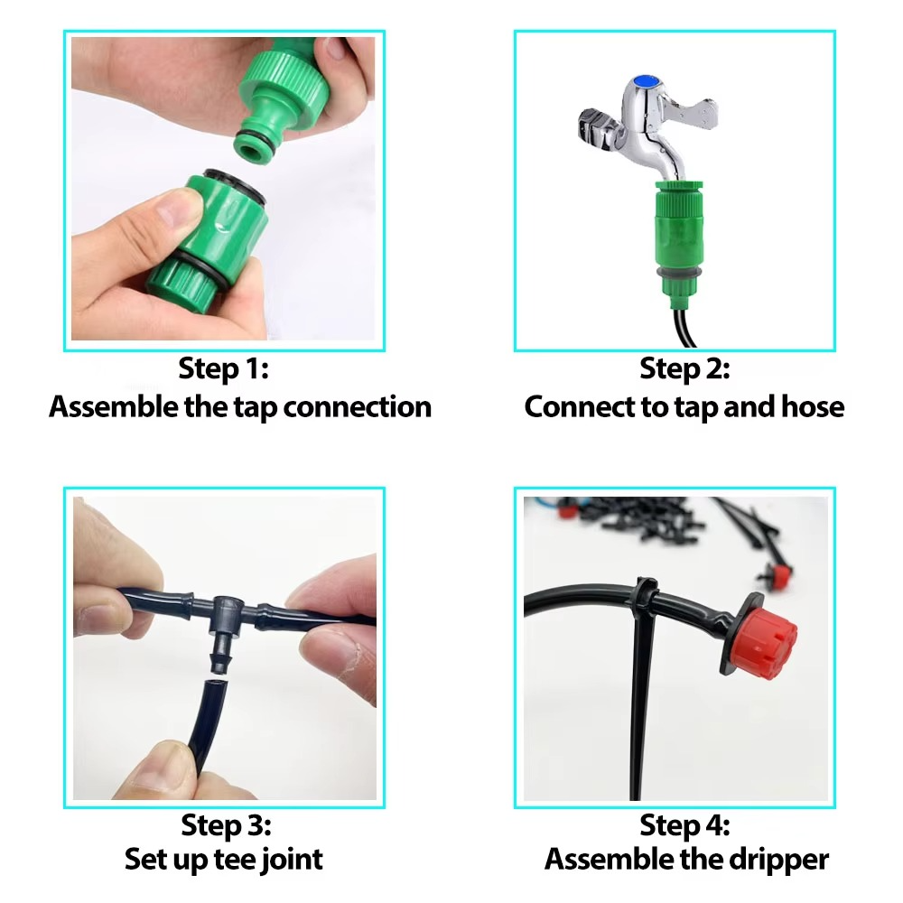 Automatic Garden Drip Irrigation System with Eight-Hole Heads and Flow Control