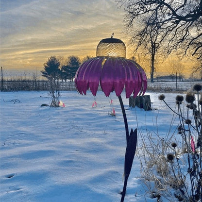 Metal Bird Feeder with Hinged Lid and Drainage Design, Hanging Hook Included