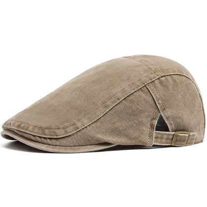 Vintage Newsboy Cap with Eight Panel Construction and Adjustable Interior Band
