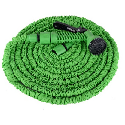 Expandable Garden Hose with Brass Connectors and Adjustable Nozzle