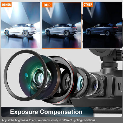 Four-Camera Wireless Dash Cam with Night Vision and Impact Detection, 1920P Front