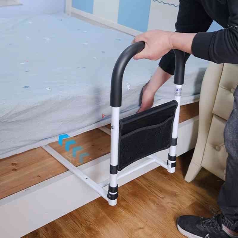 Adjustable Bed Rail with Dual Foam Handles and Storage Pocket, Tool Free Setup
