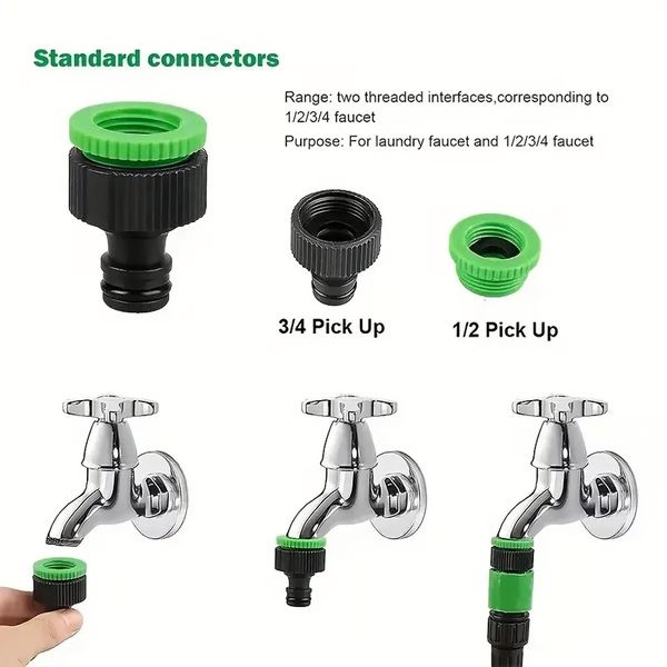 Expandable Garden Hose with Brass Connectors and Adjustable Nozzle