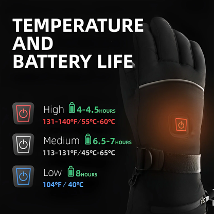 Rechargeable Heated Gloves with Carbon Fiber Elements and Touchscreen Tips, 8-Hour Runtime