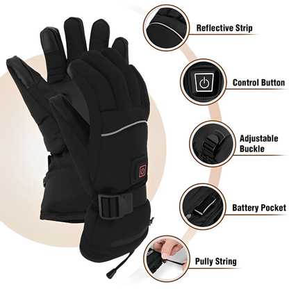 Rechargeable Heated Gloves with Carbon Fiber Elements and Touchscreen Tips, 8-Hour Runtime