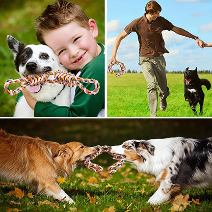 Twisted Cotton Rope Dog Toy with Teeth Brushing and Tug Play for Medium Large Dogs