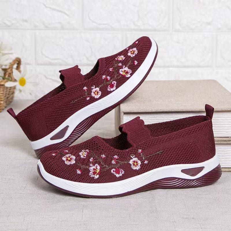 Women's Slip-On Sneaker with Breathable Mesh Upper and Elastic Instep Strap