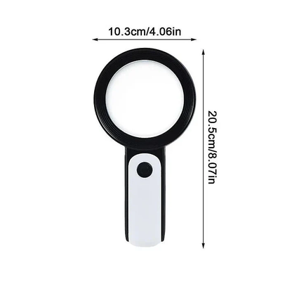 Handheld 30x Magnifier with Built In LED Lights and a Lightweight One Hand Grip