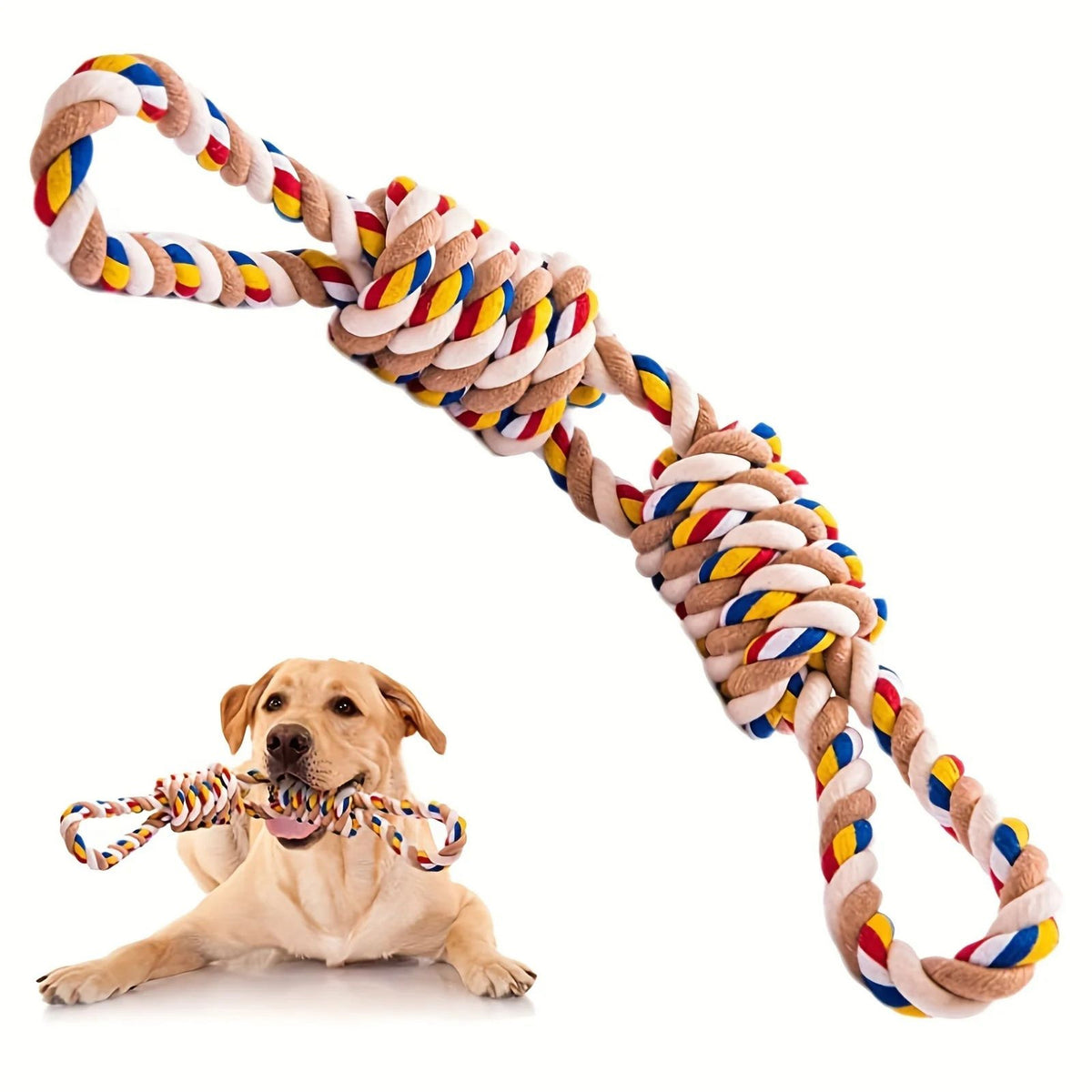 Twisted Cotton Rope Dog Toy with Teeth Brushing and Tug Play for Medium Large Dogs