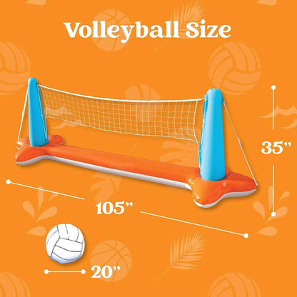 Pool Volleyball and Basketball Net with Fillable Anchor Bags, Complete Game Set
