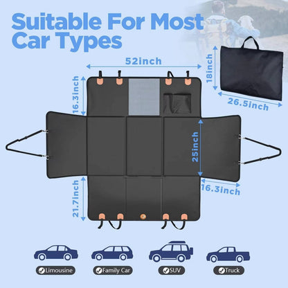 Dog Car Seat Extender with Hard Fiberboard Base and Mesh Window, Scratch Resistant 400 lbs
