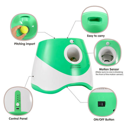 Dog Ball Launcher with Motion Detection and Adjustable Distance Settings, LED Display
