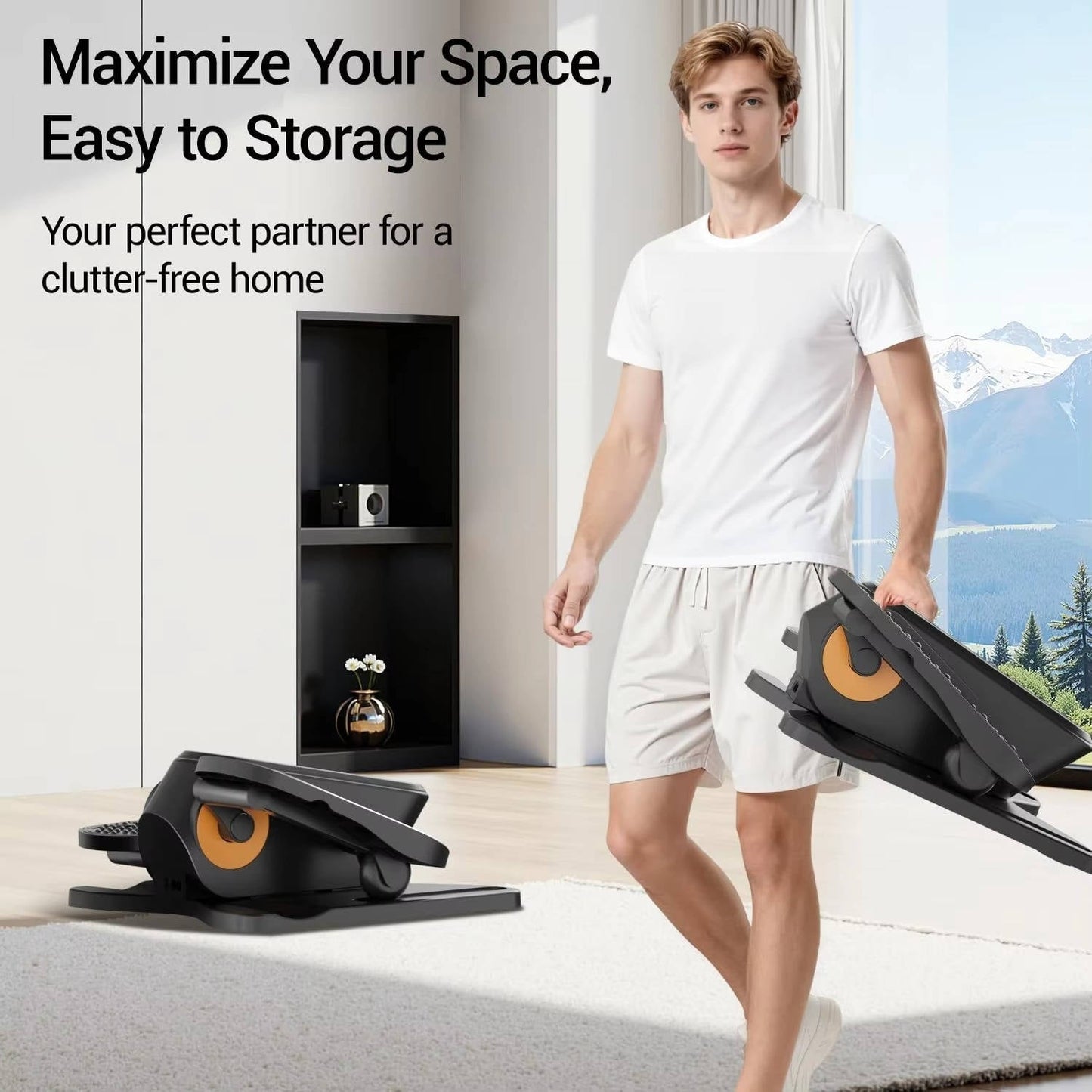 Motorized Elliptical Leg Machine with Remote Control and 12-Speed Settings for Desk Use