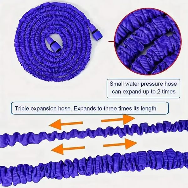 Expandable Garden Hose with Brass Connectors and Adjustable Nozzle