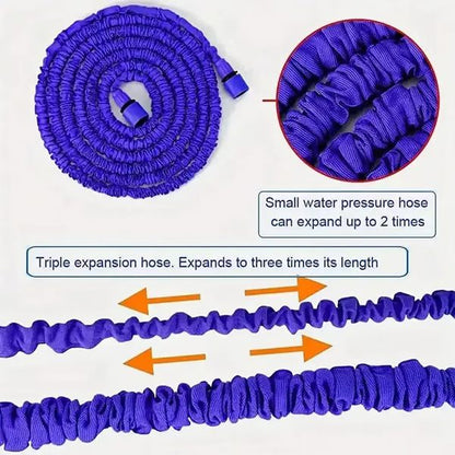 Expandable Garden Hose with Brass Connectors and Adjustable Nozzle