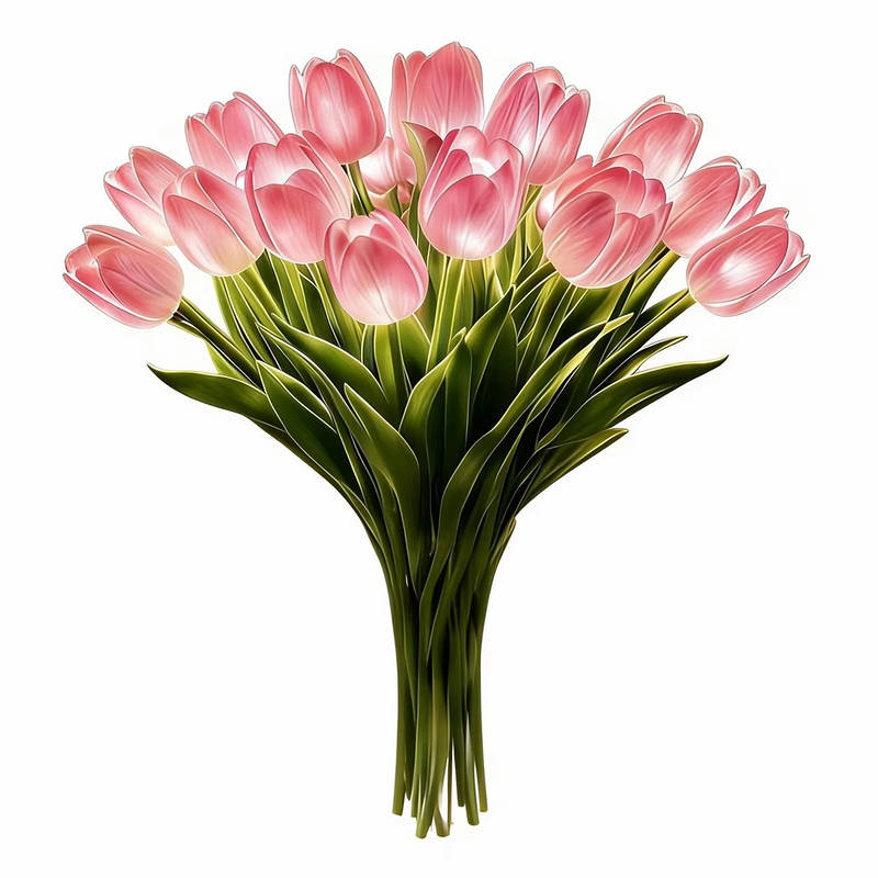 Artificial Tulip Bouquet Night Light with Warm White LED and Real Touch Petals, Battery Operated