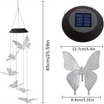 Hanging Solar Wind Chimes with Six Rotating LED Colors and Automatic Dusk Sensor