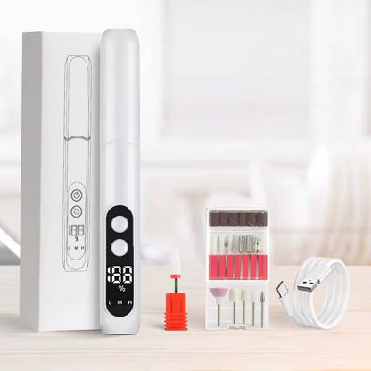 Electric Nail Drill with 8 Interchangeable Bits and LED Display for Gel, Acrylic, and Dip Nails